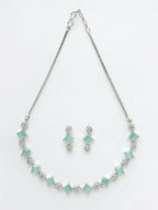 NVR Women Silver Plated & Blue Cz Stone Handcrafted Jewellery Set | Grocsy
