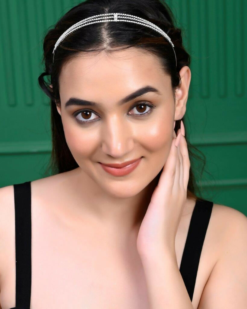 VOJ Silver Plated AD Stone Studded Hair Band | Grocsy