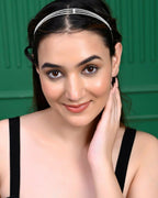 VOJ Silver Plated AD Stone Studded Hair Band | Grocsy