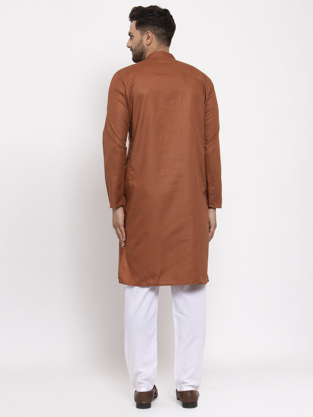 Jompers Men's Brown Cotton Solid Kurta Payjama Sets | Grocsy