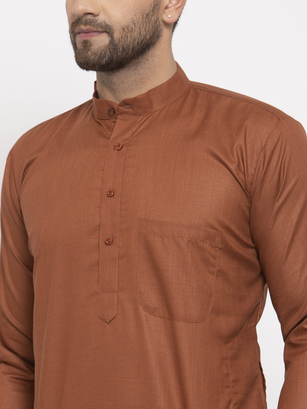 Jompers Men's Brown Cotton Solid Kurta Payjama Sets | Grocsy