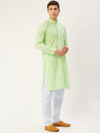 Jompers Men's Lime Cotton Solid Kurta Only | Grocsy