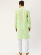 Jompers Men's Lime Cotton Solid Kurta Payjama Sets | Grocsy