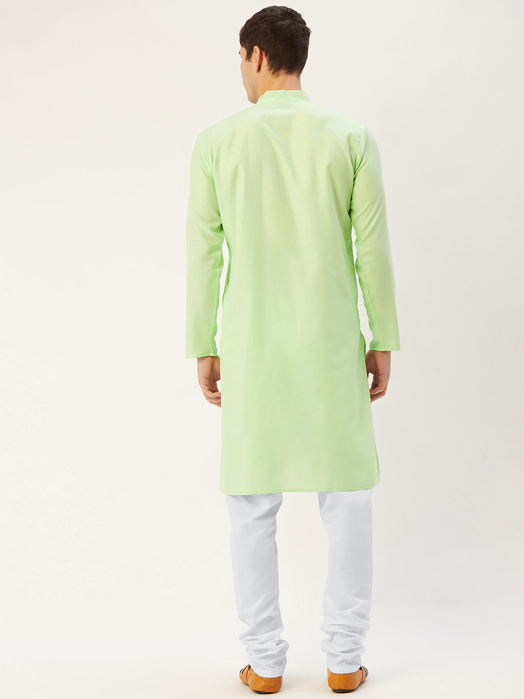 Jompers Men's Lime Cotton Solid Kurta Payjama Sets | Grocsy