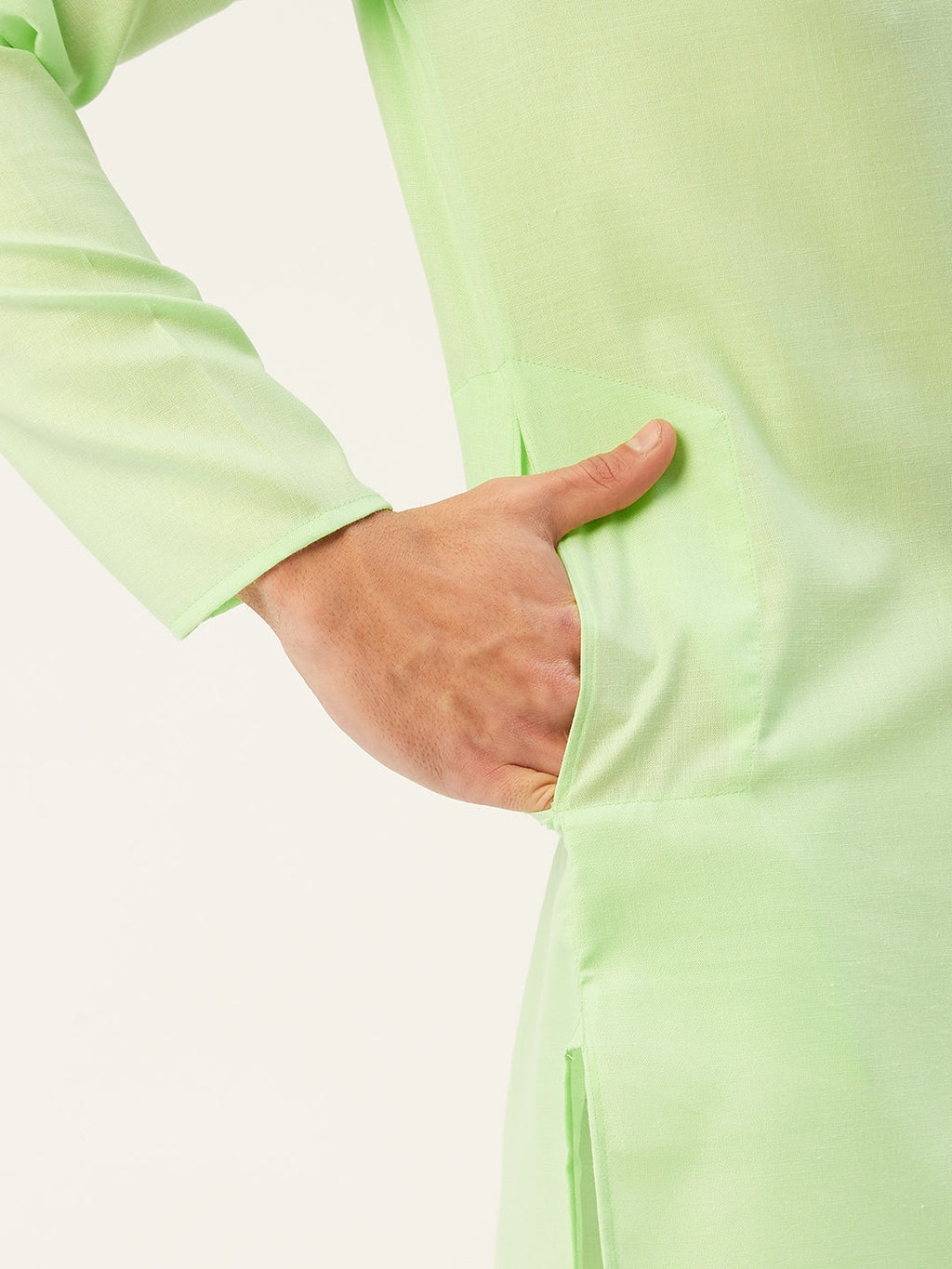 Jompers Men's Lime Cotton Solid Kurta Payjama Sets | Grocsy