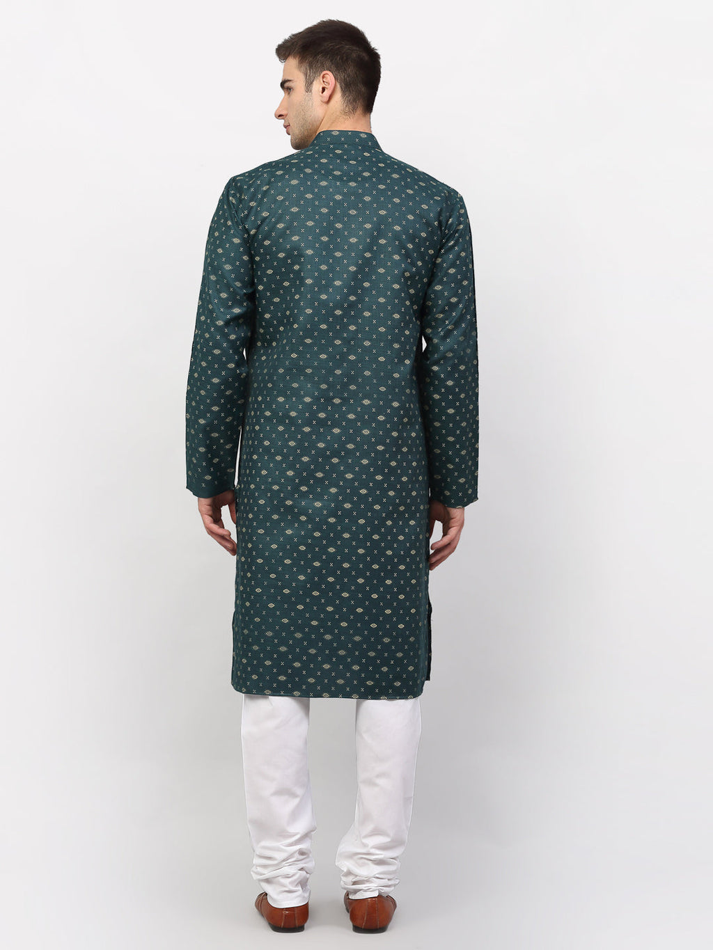 Jompers Men's Olive Printed Cotton Kurta Payjama Sets | Grocsy