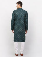 Jompers Men's Olive Printed Cotton Kurta Payjama Sets | Grocsy