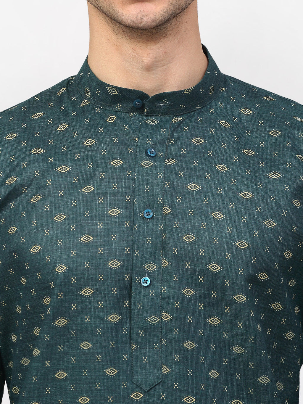 Jompers Men's Olive Printed Cotton Kurta Payjama Sets | Grocsy