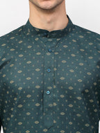 Jompers Men's Olive Printed Cotton Kurta Payjama Sets | Grocsy