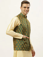 Jompers Men's Green Self-Designed Waistcoat | Grocsy