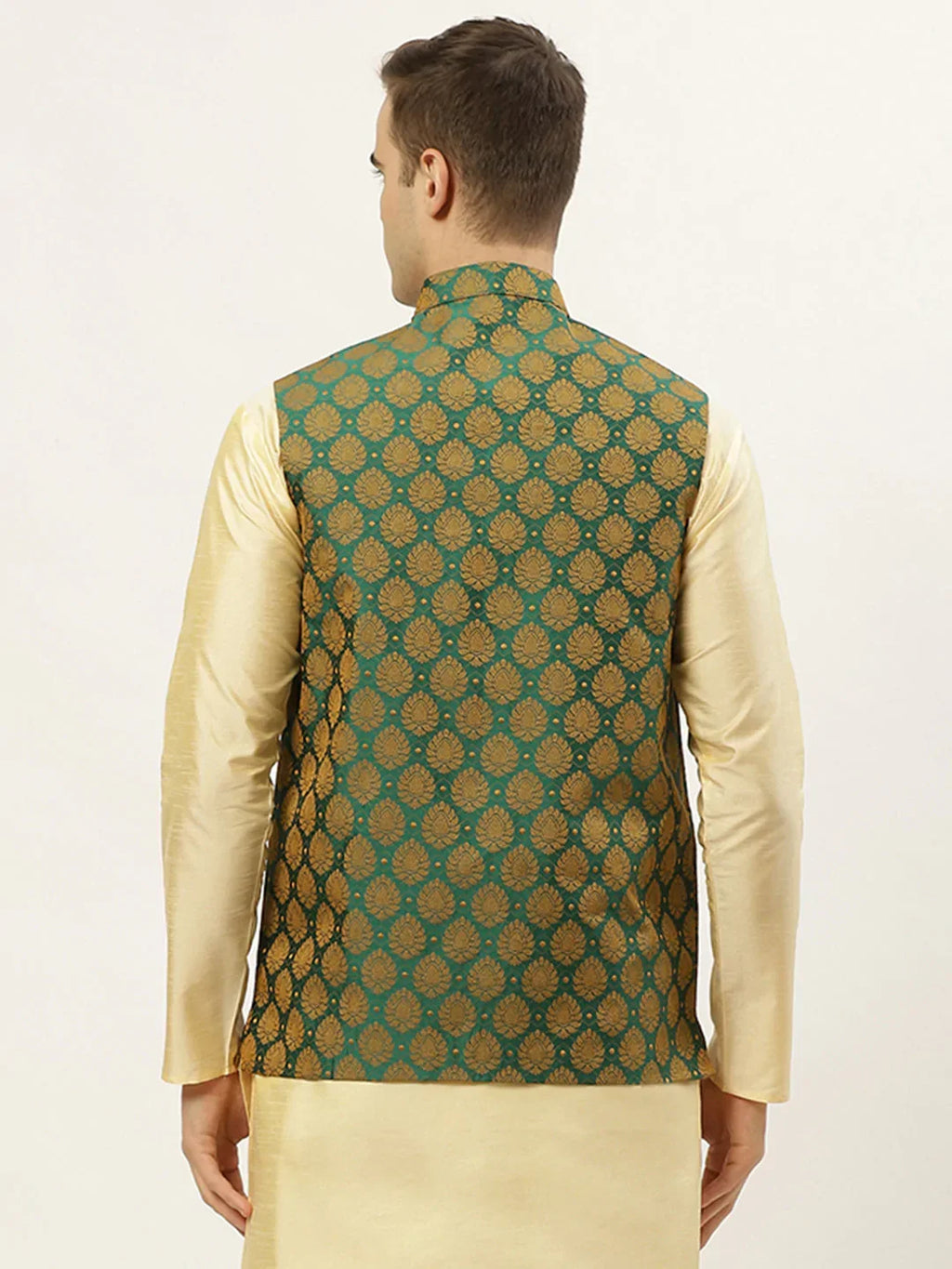 Jompers Men's Green Self-Designed Waistcoat | Grocsy