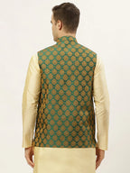 Jompers Men's Green Self-Designed Waistcoat | Grocsy