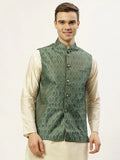 Jompers Men's Green Self-Designed Waistcoat | Grocsy