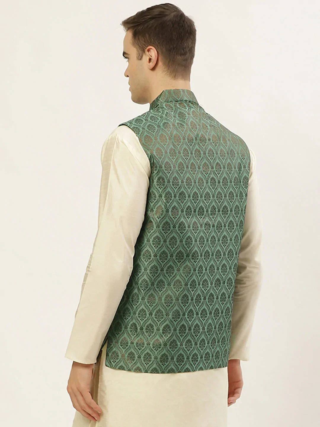 Jompers Men's Green Self-Designed Waistcoat | Grocsy