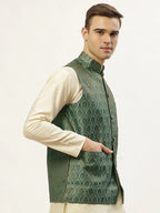 Jompers Men's Green Self-Designed Waistcoat | Grocsy