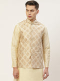 Jompers Men's Beautiful Cream Printed Nehru Jacket | Grocsy
