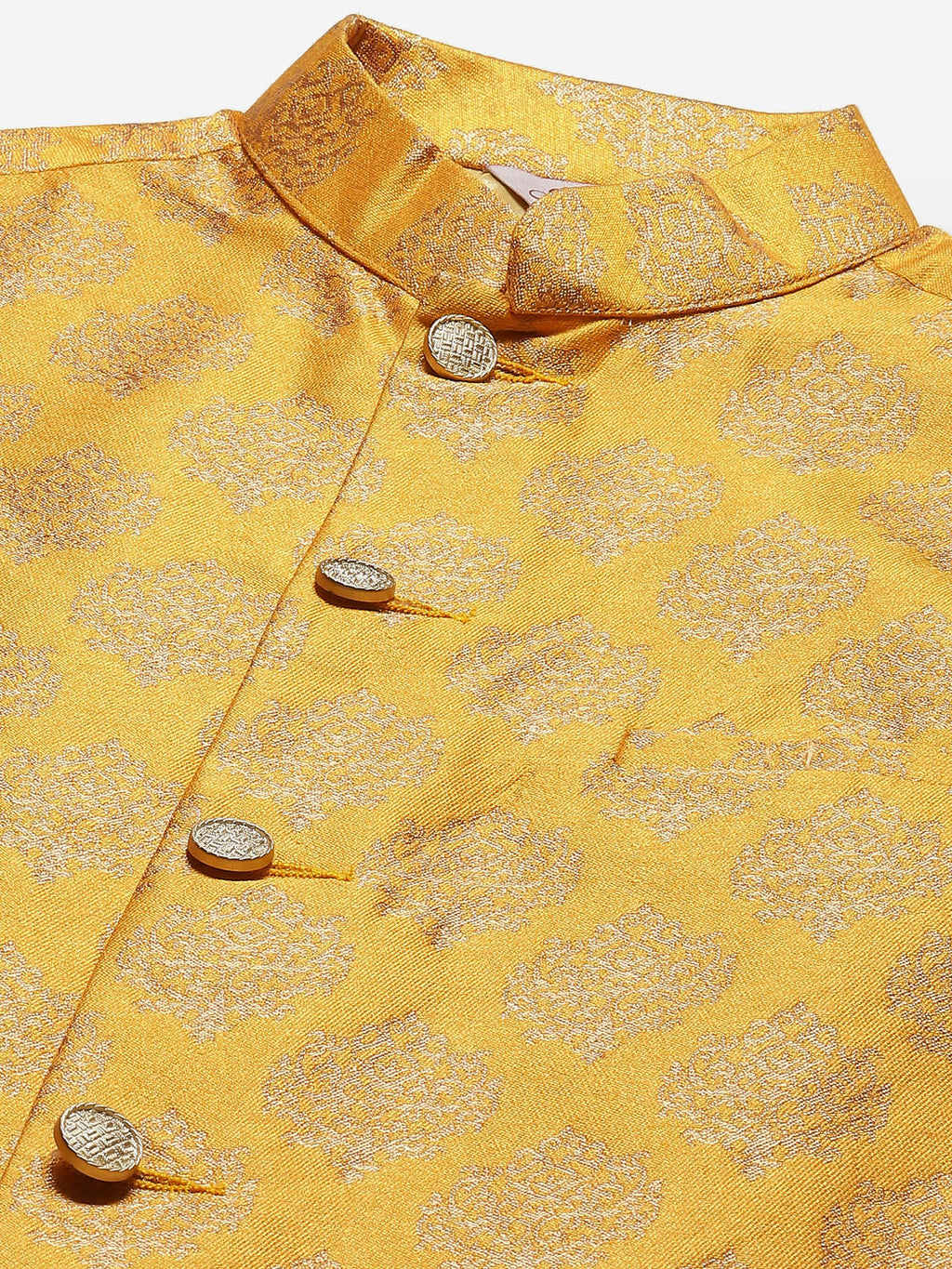 Jompers Men's Beautiful Mustard Printed Nehru Jacket | Grocsy