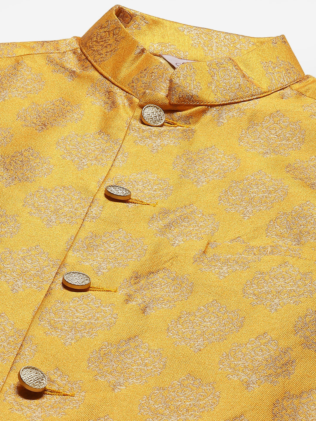 Jompers Men's Beautiful Mustard Printed Nehru Jacket | Grocsy