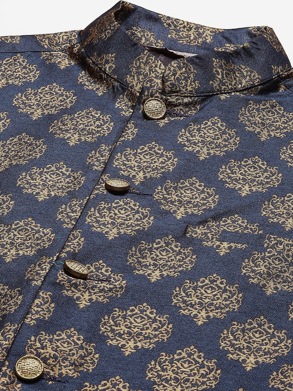 Jompers Men's Navy Printed Nehru Jacket | Grocsy