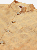 Jompers Men's Peach Printed Nehru Jacket | Grocsy