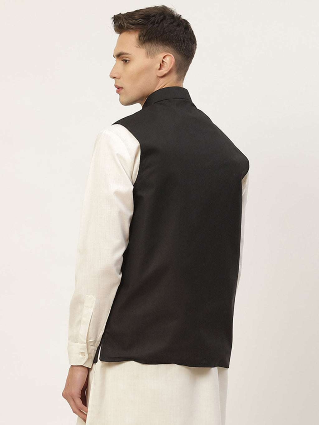 Jompers Men's Beautiful Black Solid Nehru Jacket | Grocsy