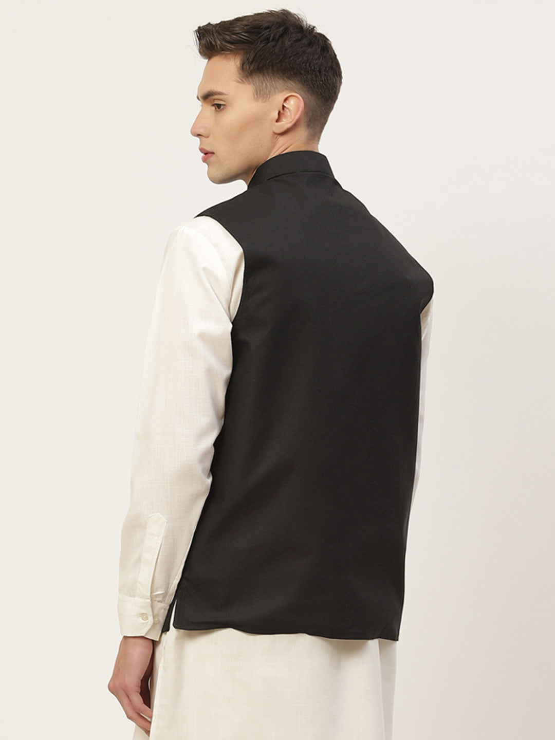 Jompers Men's Beautiful Black Solid Nehru Jacket | Grocsy