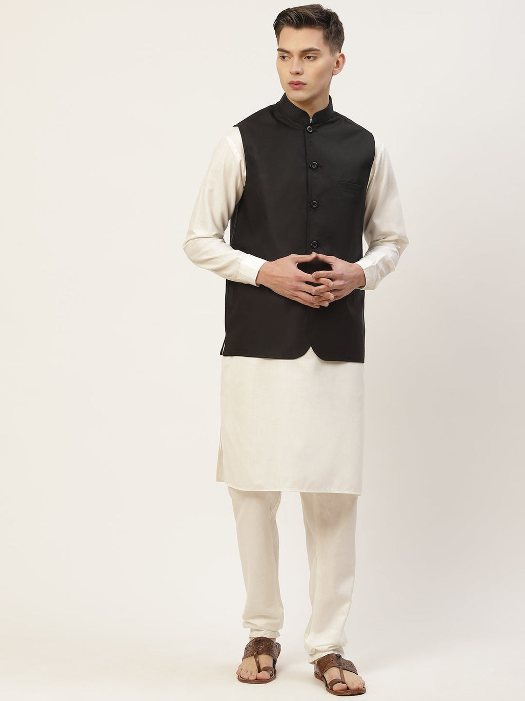Jompers Men's Beautiful Black Solid Nehru Jacket | Grocsy
