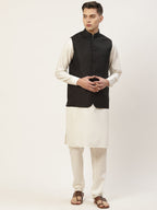Jompers Men's Beautiful Black Solid Nehru Jacket | Grocsy