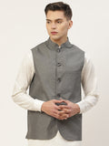 Jompers Men's Charcoal Solid Nehru Jacket | Grocsy