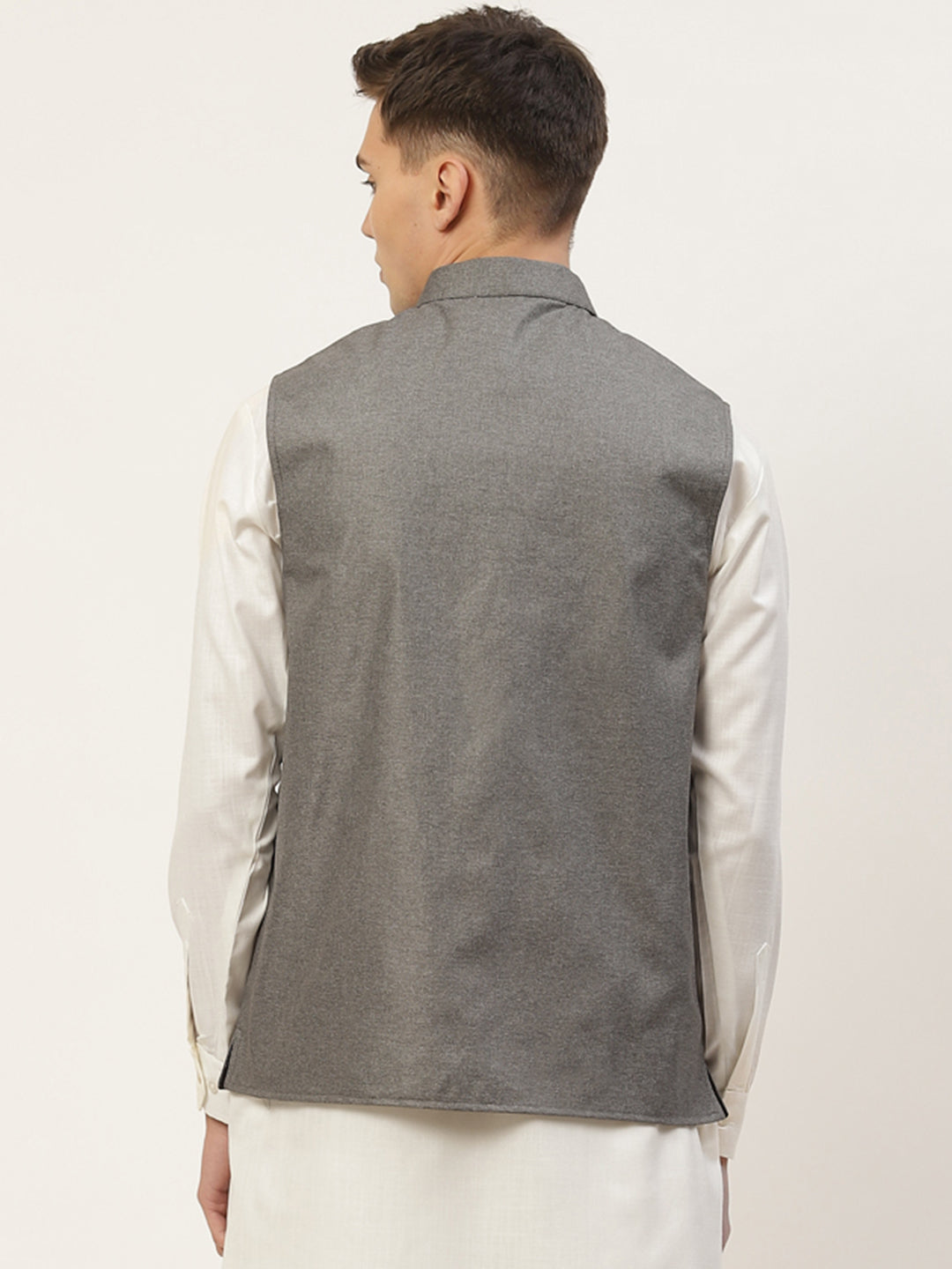 Jompers Men's Charcoal Solid Nehru Jacket | Grocsy