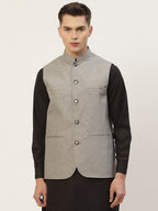 Jompers Men Grey Solid Nehru Jacket | Grocsy