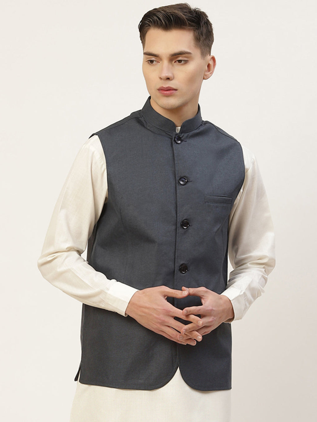 Jompers Men's Beautiful Teal Solid Nehru Jacket | Grocsy