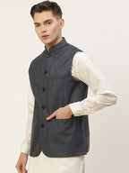 Jompers Men's Beautiful Teal Solid Nehru Jacket | Grocsy