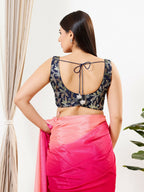 Joban Fashion Navy Blue Silk Padded Blouse With Sweetheart Neck Sleeveless | Grocsy