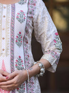 Juniper Women's Pink Viscose Shantoon Festive Printed Straight Kurta | Grocsy