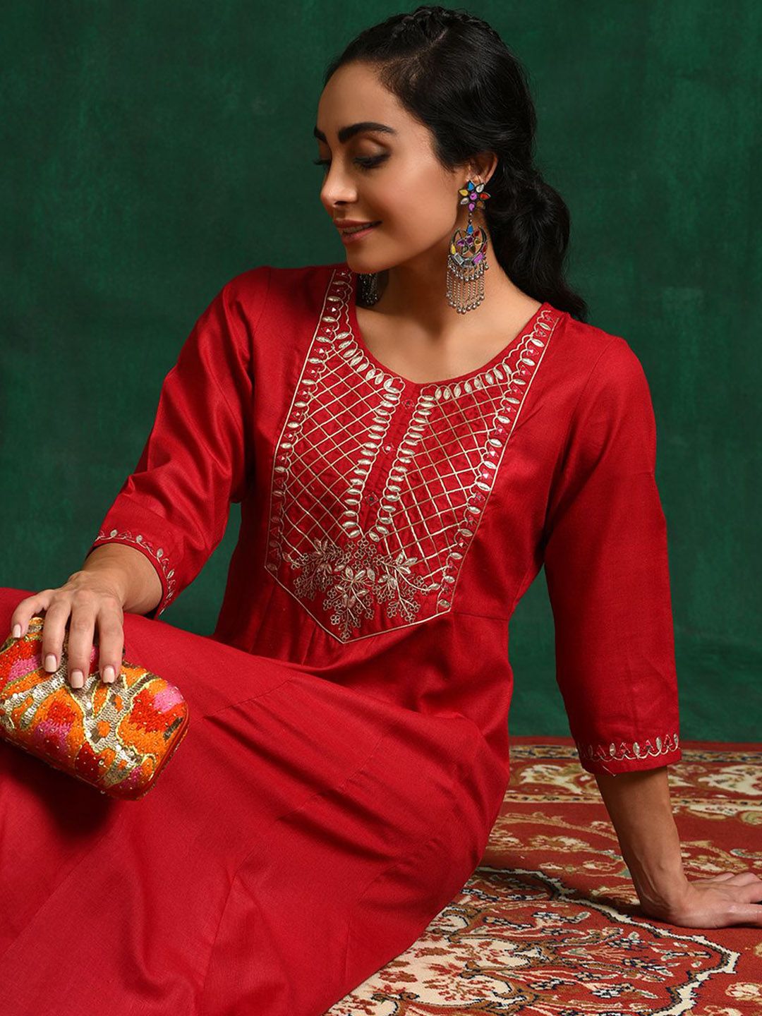Sangria Embroidered Ethnic Anarkali Kurta | Grocsy