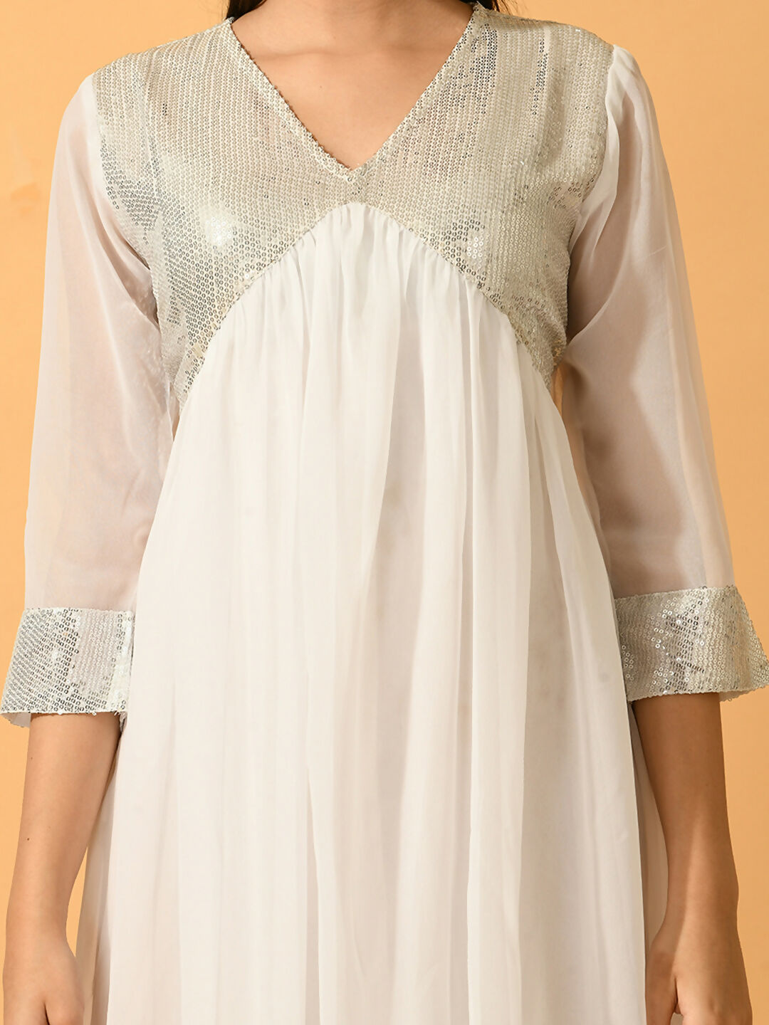 Myshka Women's White Fit and Flare Party Dress | Grocsy