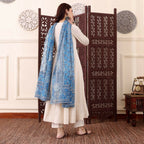 The52 Women's Beautiful Solid Chanderi Silk Fabric Flared Anarkali Pant and Dupatta Set | Grocsy
