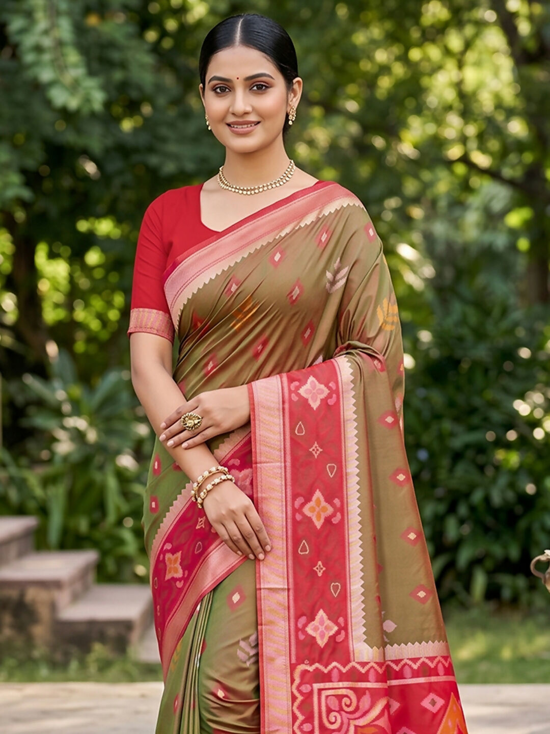Shree Shyam Fashion Mehndi Soft Silk Saree | Grocsy