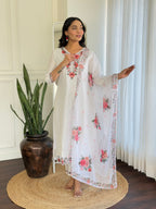 The52 Thread work on Viscose Fabric Straight Kurta, Pant and Dupatta Set | Grocsy