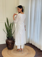 The52 Thread work on Viscose Fabric Straight Kurta, Pant and Dupatta Set | Grocsy