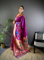 Joban Fashion Rani Pink Motifs Paithani Sarees | Grocsy