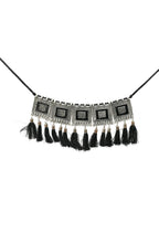 Mominos Fashion Johar Kamal Oxidised Silver-Plated Brass Finish Tassel Work Handicraft Choker For Women (Black) | Grocsy