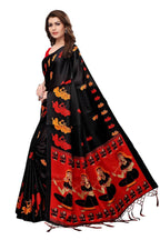 Vamika Black & Red Kalamkari With Jhalar Khadi Silk Saree | Grocsy
