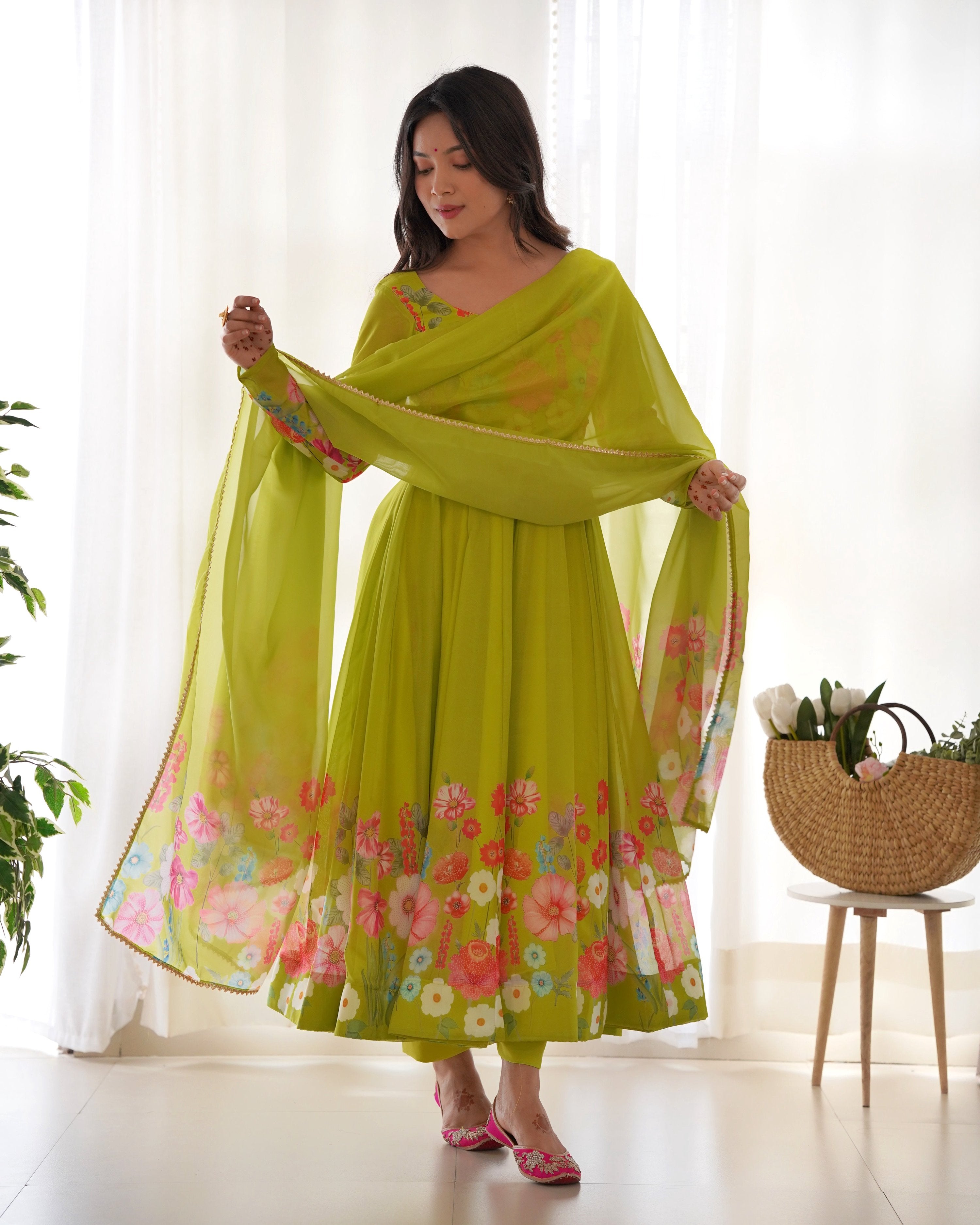 Lehenga Mart Designer Anarkali Suit With Kurta Pant Dupatta For Women-Liril | Grocsy