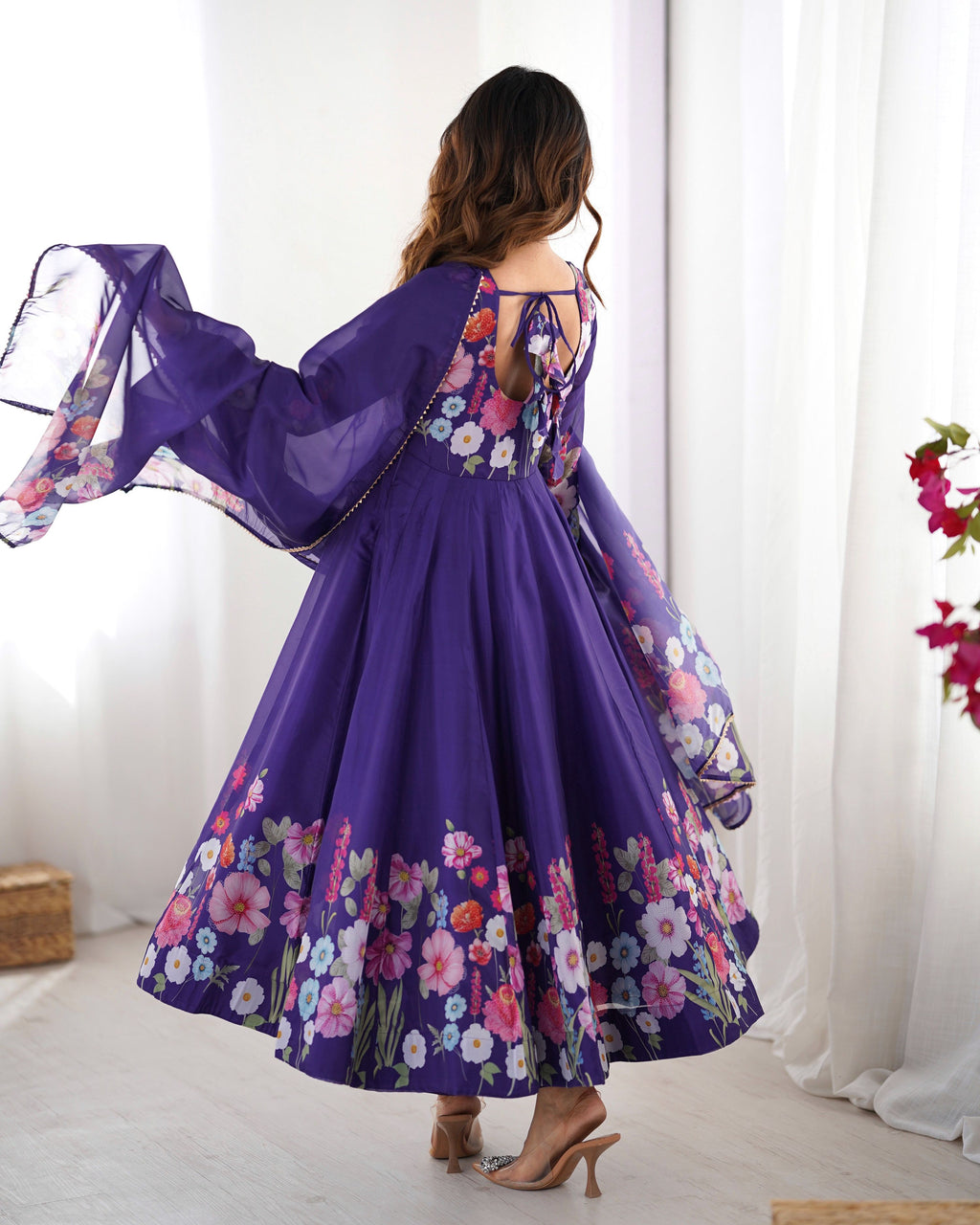 Lehenga Mart Designer Anarkali Suit With Kurta Pant Dupatta For Women-Purple | Grocsy
