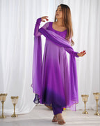 Lehenga Mart Designer Anarkali Suit With Kurta Pant Dupatta For Women-Purple | Grocsy