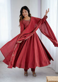Lehenga Mart Designer Anarkali Suit Ready To Wear Kurta Pant With Dupatta For Women-Maroon | Grocsy