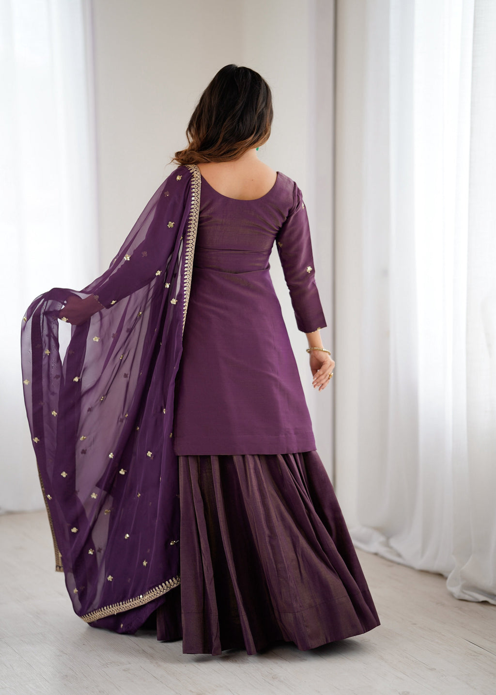 Lehenga Mart Designer Suit With Kurta Lehenga Dupatta For Women-Purple | Grocsy