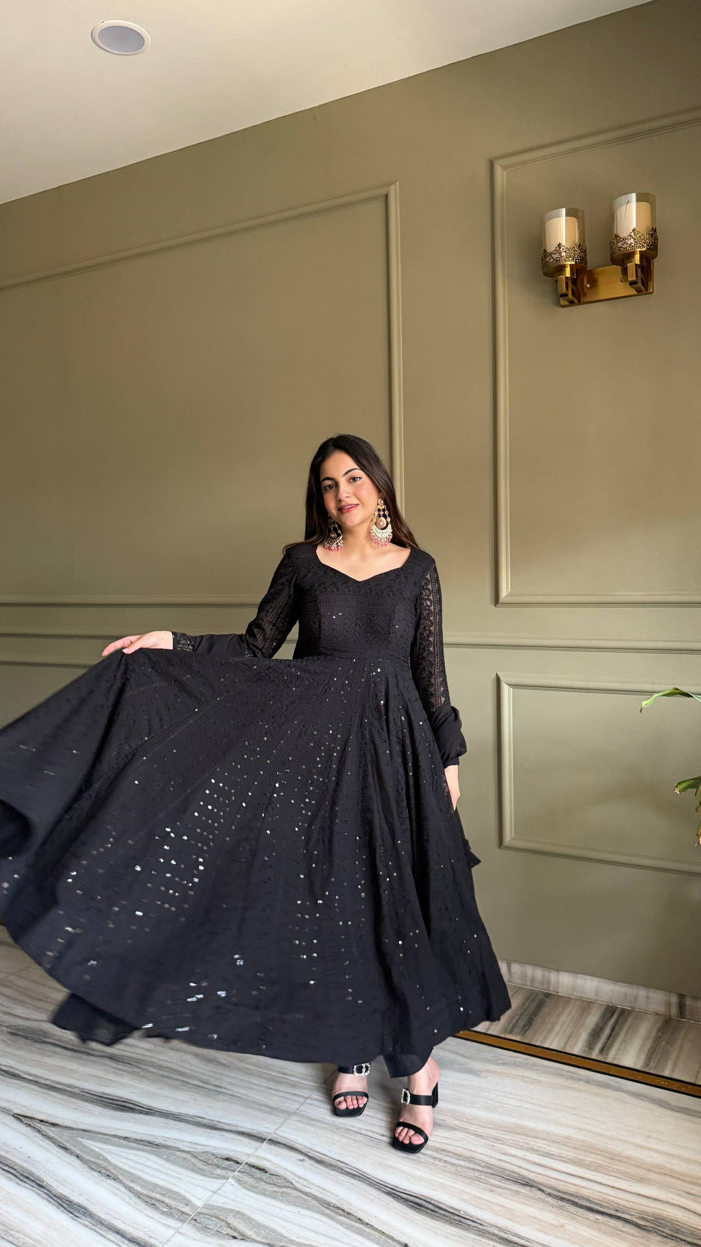 Lehenga Mart Designer Anarkali Suit With Kurta Pant Dupatta For Women-Black | Grocsy